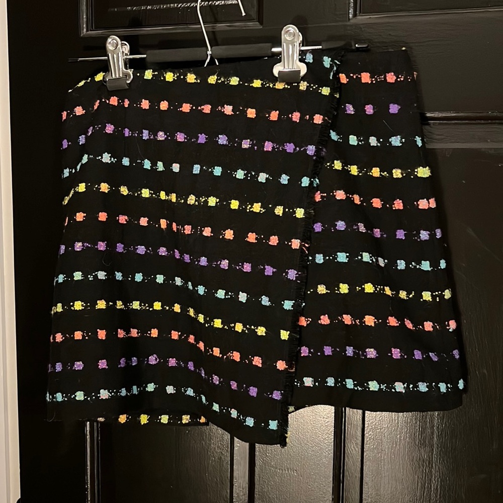 DVF black multi-colored wool skirt :: Sz 6